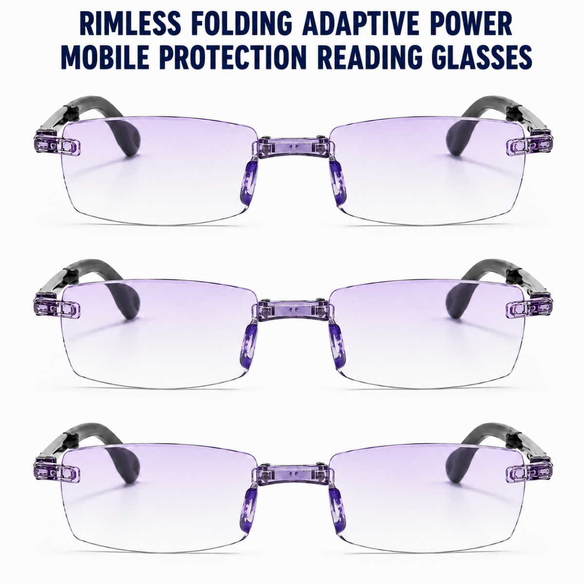 Rimless Folding Adaptive Power Mobile Protection Reading Glasses