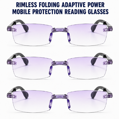 Rimless Folding Adaptive Power Mobile Protection Reading Glasses
