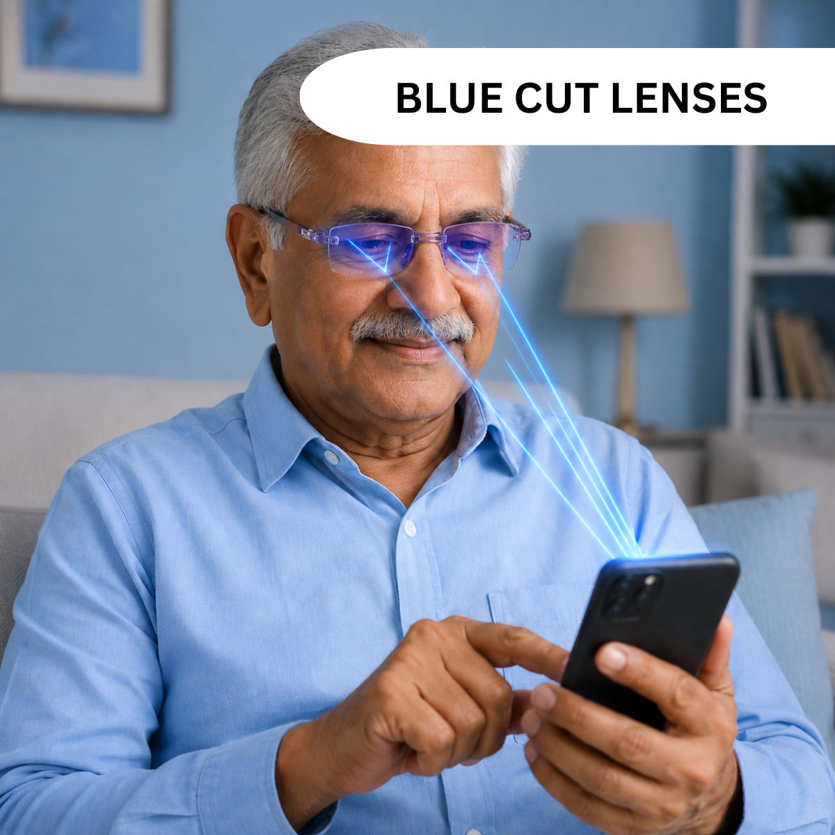 Rimless Folding Adaptive Power Mobile Protection Reading Glasses